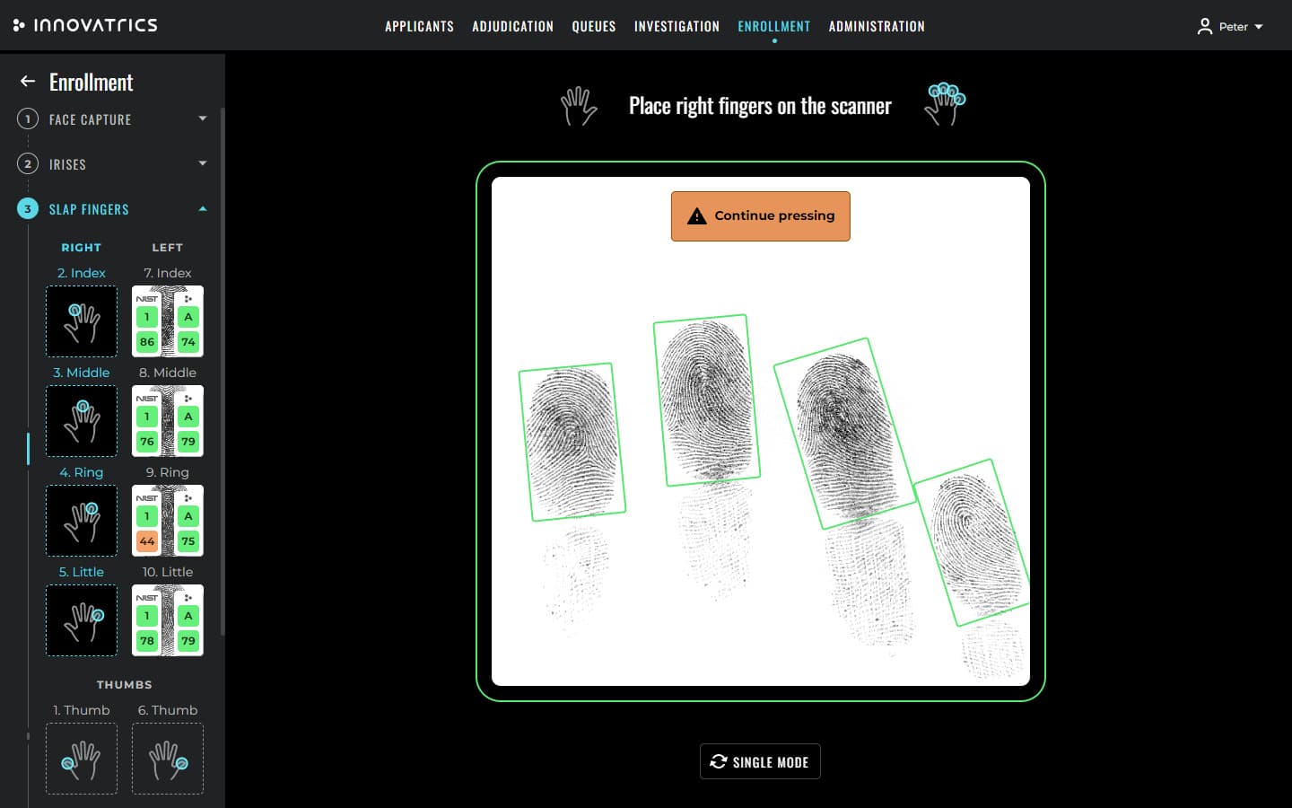 Fingerprint scans