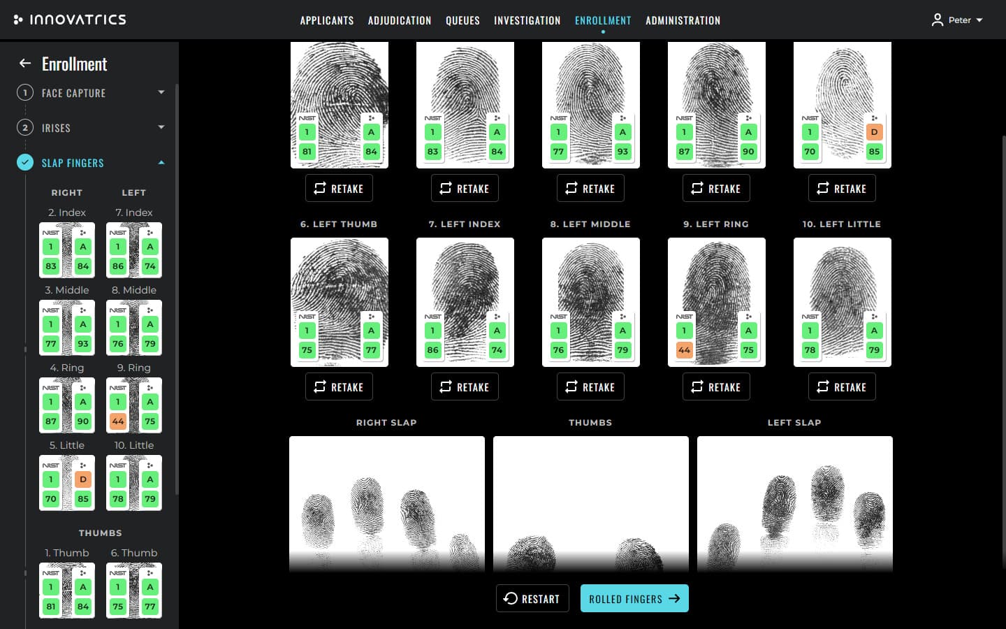 Fingerprint scans