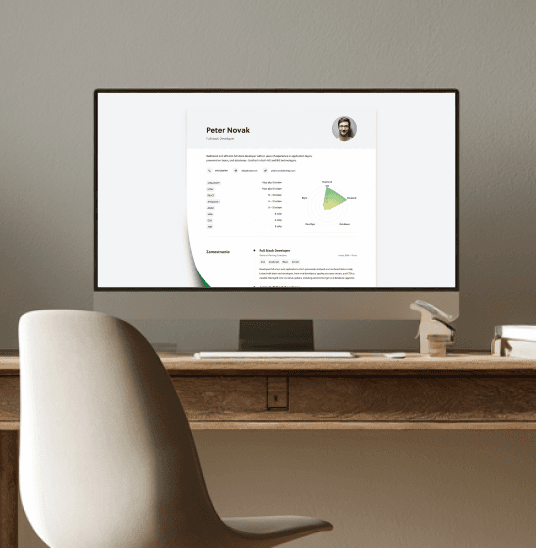 Preview of a Koderia CV shown on a computer monitor