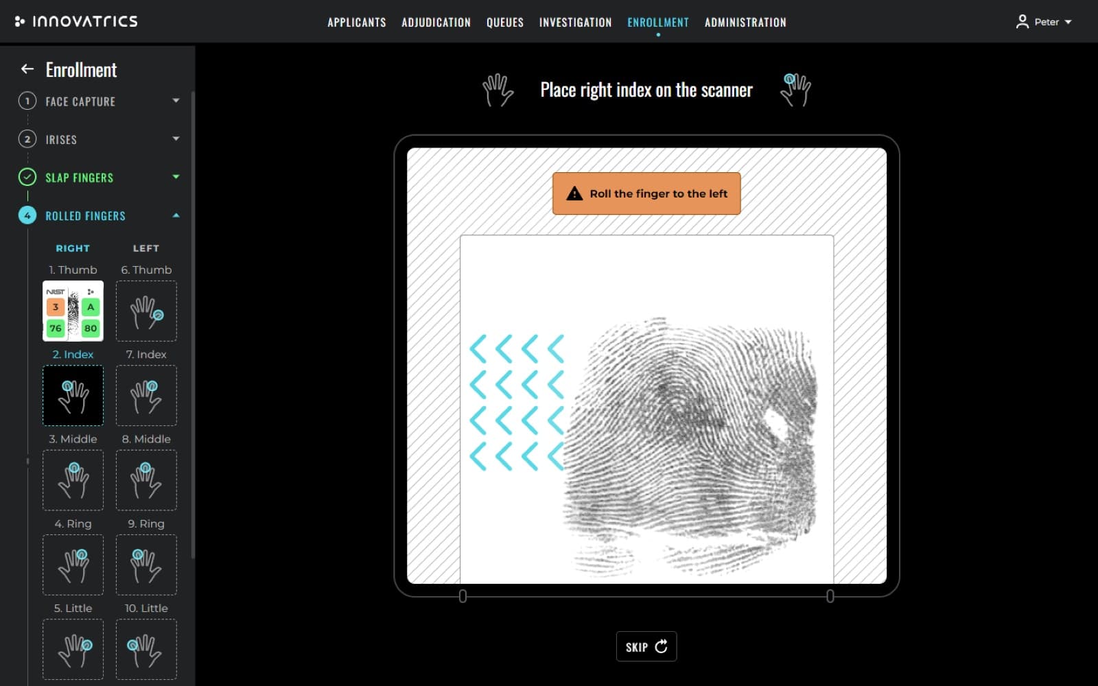 Fingerprint scans