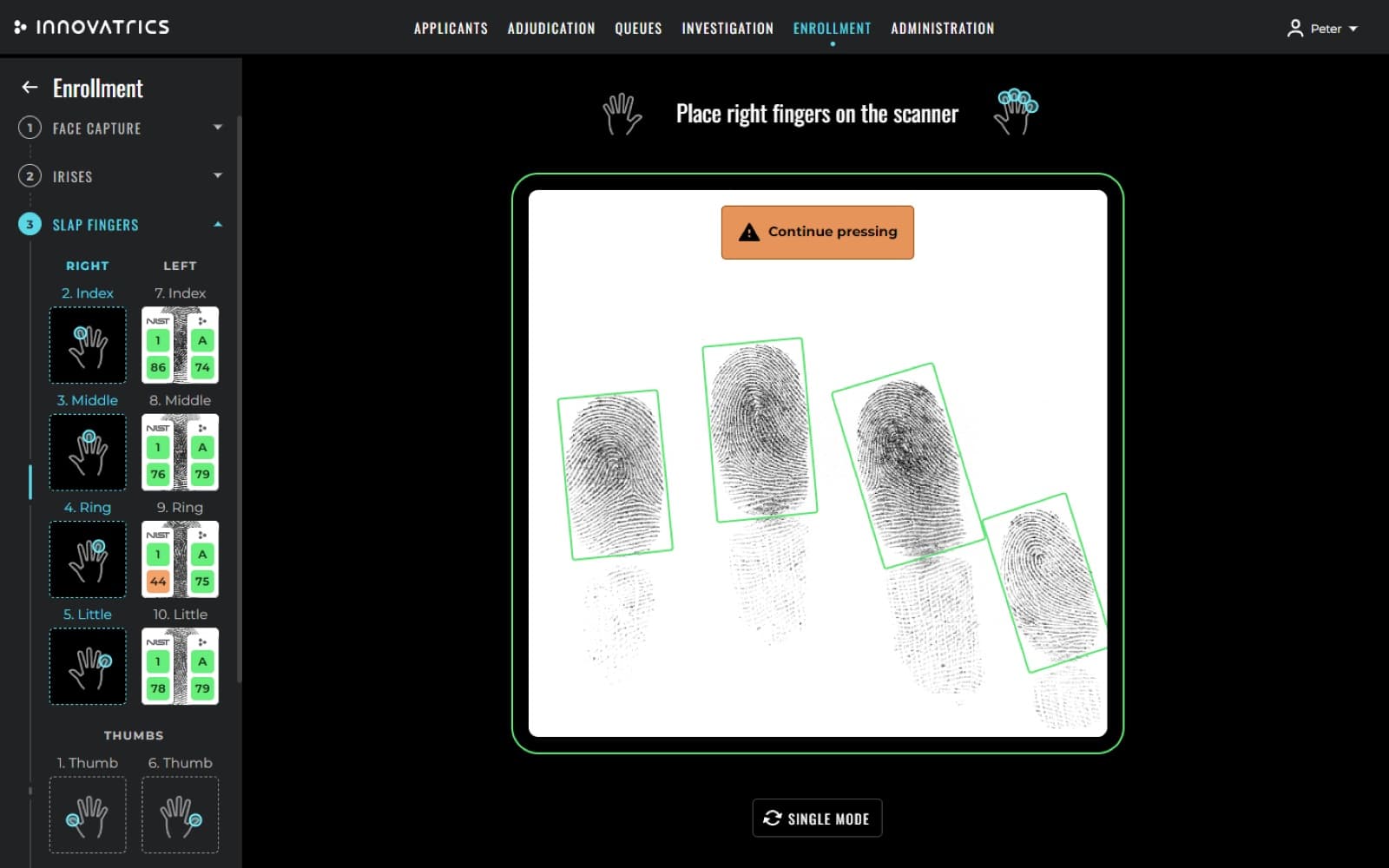 Fingerprint scans