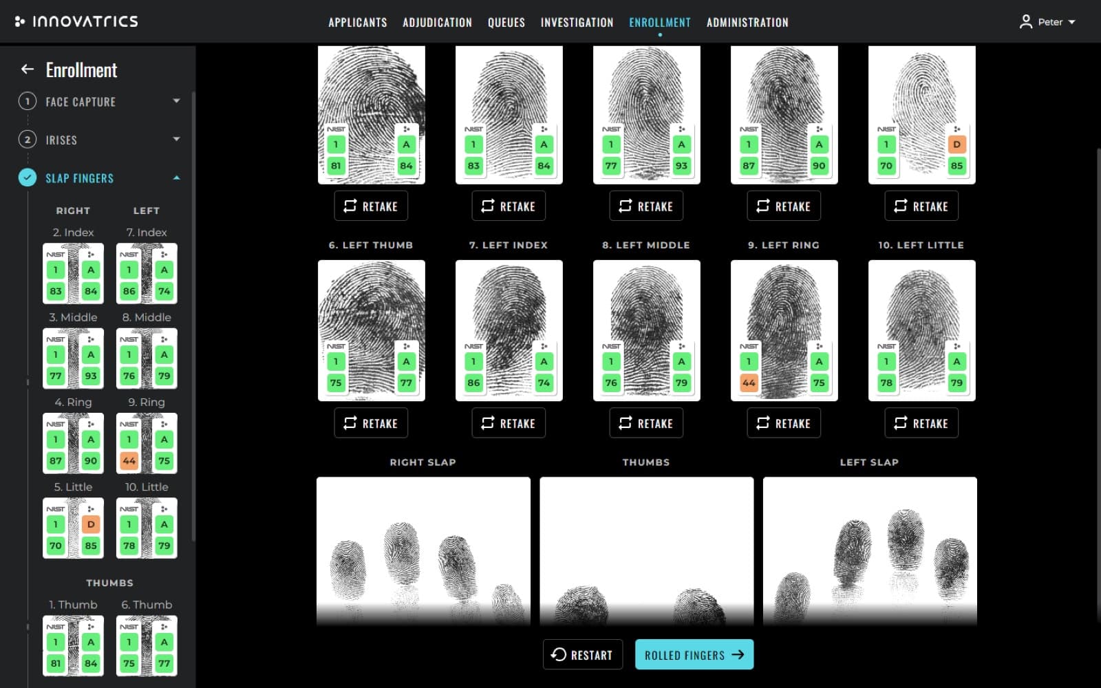 Fingerprint scans